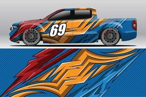 design de adesivo de envoltório de carro de corrida abstrato e fundo esportivo para uso diário de corrida ou adesivos de vinil de carro vetor