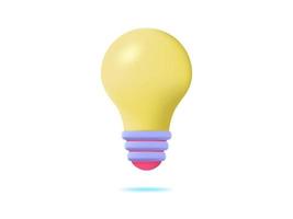 ícone de lâmpada amarela de estilo de desenho animado mínimo 3d. ideia, solução, negócio, conceito de estratégia. vetor