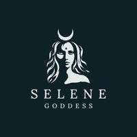 selene deusa da lua mitologia grega. modelo de design de ícone de logotipo de beleza feminina vetor plana