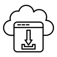 ícone de linha de download de nuvem vetor