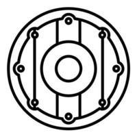 ícone de linha de escudo de madeira vetor