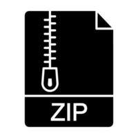 ícone de glifo de arquivo zip vetor