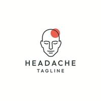vetor plano de modelo de design de ícone de logotipo de dor de cabeça
