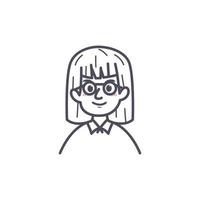 linda garota rosto de crianças com ilustração plana de retrato de cabelo curto para foto de perfil vetor