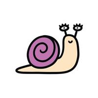 caracol desenhado à mão. ilustrações simples e fofas em design vetorial vetor