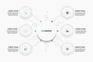 modelo de design de rótulo infográfico vetorial com ícones e 6 opções ou etapas. pode ser usado para diagrama de processo, apresentações, layout de fluxo de trabalho, banner, fluxograma, gráfico de informações. vetor