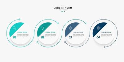 modelo de design de rótulo infográfico vetorial com ícones e 4 opções ou etapas. pode ser usado para diagrama de processo, apresentações, layout de fluxo de trabalho, banner, fluxograma, gráfico de informações. vetor