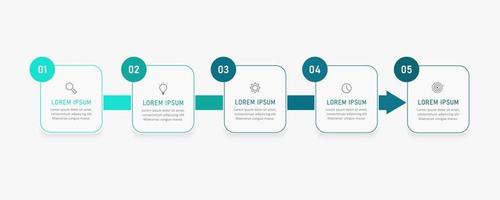 modelo de design de rótulo infográfico vetorial com ícones e 5 opções ou etapas. pode ser usado para diagrama de processo, apresentações, layout de fluxo de trabalho, banner, fluxograma, gráfico de informações. vetor