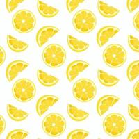 fundo brilhante sem costura com limões para tecido, papel de parede, fundo de frutas. fundo colorido de fatias de limão. ilustração vetorial. vetor