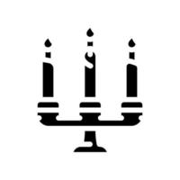 queima de velas na ilustração vetorial de ícone de glifo de castiçal vetor