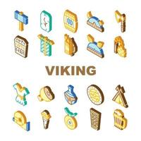 conjunto de ícones de coleção de cultura antiga viking vetor