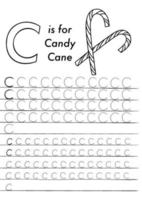 alfabeto inglês de natal e página para colorir simples para crianças em idade pré-escolar. vetor