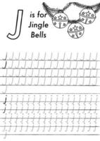 alfabeto inglês de natal e página para colorir simples para crianças em idade pré-escolar. vetor