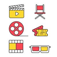 conjunto de ícones do cinema. filme e entretenimento. ilustração vetorial vetor