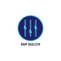 modelo de design de logotipo dropqualizer. gotículas líquidas e conceito de logotipo de equalizador. isolado no fundo branco. tema de cor azul. vetor