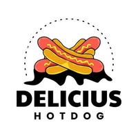 modelo de design de logotipo de cachorro-quente delicioso vetor