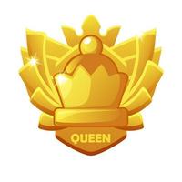 ícone da rainha. símbolo de prêmio de xadrez para jogo de tabuleiro de estratégia de xadrez. símbolo vetorial