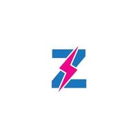 modelo de design de logotipo inicial letra z. alfabeto com conceito de logotipo de forma de trovão. tema de cor vermelha azul e quente. isolado no fundo branco vetor