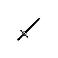 um ícone de espada isolado em um fundo branco. silhueta de design de armas antigas de guerreiro de fantasia. ilustração em vetor logotipo. punhais e facas desenhados à mão. projeto de arquivo eps 10