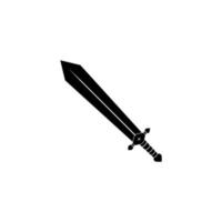 um ícone de espada grande isolado em um fundo branco. silhueta de design de armas de guerreiro de fantasia. ilustração em vetor logotipo. punhais e facas desenhados à mão. projeto de arquivo eps 10