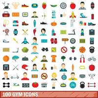 conjunto de 100 ícones de ginásio, estilo simples vetor