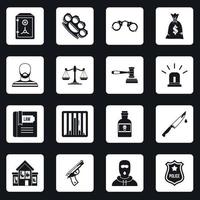 ícones de crime e punição definir vetor de quadrados