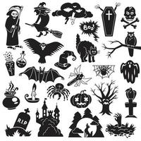 conjunto de ícones de halloween, estilo simples vetor