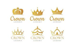 modelo de conjunto de logotipo de coroa de luxo vetor