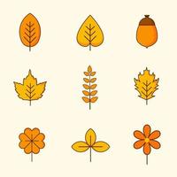 coleção de ícones de folhas de outono vetor