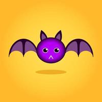 ilustração de morcego roxo bonito. 3D, estilo de personagem e desenho animado. adequado para logotipo, ícone, símbolo, mascote e sinal. como design de camiseta ou mascote de halloween vetor