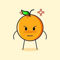 expressão de raiva de personagem de desenho animado laranja bonito. amarelo e verde. ficar e olhar. adequado para logotipos, ícones, símbolos ou mascotes vetor