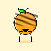 personagem laranja fofo com expressão envergonhada. adequado para emoticon, logotipo, mascote vetor