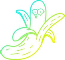 banana de desenho animado de desenho de linha de gradiente frio com rosto vetor