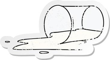 doodle de desenho de adesivo angustiado de um copo derramado vetor