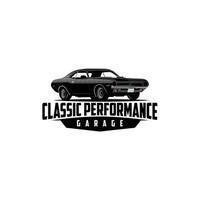 vetor de logotipo de garagem de desempenho clássico