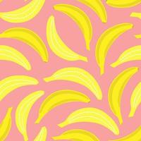 padrão de banana sem costura. bananas deliciosas maduras em estilo plano, desenho animado, desenho à mão. impressão na moda para embalagens, têxteis, papel digital. produto dietético saudável natural vetor