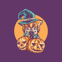 ilustração de abóbora de raposa de halloween vetor