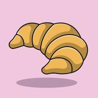 ilustração de ícone de vetor dos desenhos animados de pão croissant. comida ícone conceito isolado vetor premium.