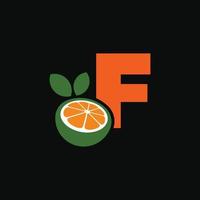 alfabeto laranja f logotipo vetor