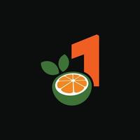 número 1 logotipo laranja vetor