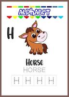 letra do alfabeto h é cavalo. cavalo fofo vetor