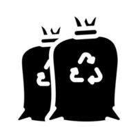 sacos de lixo glifo ícone ilustração vetorial preto vetor