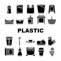 vetor de conjunto de ícones de coleção de acessórios de plástico