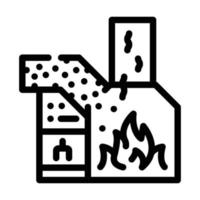 ilustração vetorial de ícone de linha de resíduos em chamas vetor