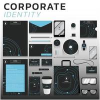 identidade corporativa da linha azul definida para negócios e marketing vetor