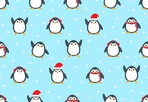 padrão sem emenda de pinguins de neve fofo vetor