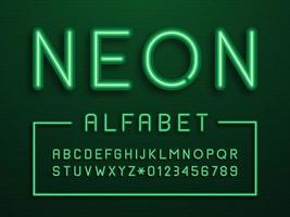 alfabeto de vetor de luz de neon verde
