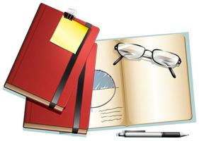 cadernos e óculos de leitura fundo vetor