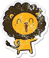 vinheta angustiada de um desenho animado de leão rindo vetor