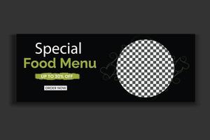 modelo de capa de mídia social de comida, design de banner web de comida de restaurante, modelo de mídia social. vetor livre